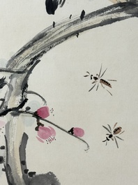 Wang Xuetao 王雪濤 (1903-1982): 'Bird and insects', ink and colour on paper