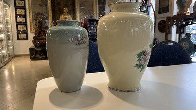 Two Japanese cloisonn&eacute; vases with floral design, Meiji/Taisho/Showa