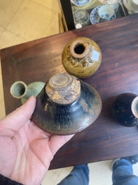 Five various Chinese monochrome-glazed vases and a bowl, Yuan and later