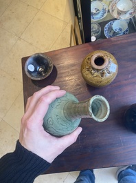 Five various Chinese monochrome-glazed vases and a bowl, Yuan and later