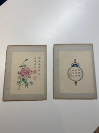 Ecole chinoise: Treize oeuvres diverses, encre et couleur sur papier et soie, sign&eacute;es Xiaocun 晓邨 et Futing 富廷, 19/20&egrave;me