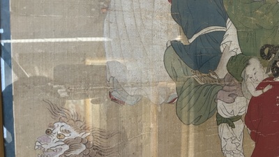 Chinese school: 'Folk tale', ink and colour on silk, 19th C.