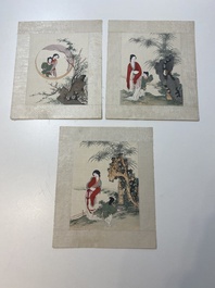 Chinese school: Dertien diverse werken, inkt en kleur op papier en zijde, gesigneerd Xiaocun 晓邨 en Futing 富廷, 19/20e eeuw