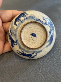 Two Chinese blue and white seal paste boxes and covers, Kangxi and artemisia leaf mark, 19th C.