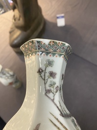 Six vases et un pot couvert en porcelaine de Chine, 19/20&egrave;me