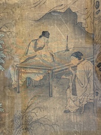 Chinese school: three various works, ink and colour on silk, one work signed Dai Xi 戴熙, 18/19th C.