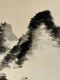 Suiveurs de Qi Gong 启功 (1912-2005): 'Paysage montagneux' et Zhang Daqian 張大千 (1899-1983): 'Calligraphie', encre sur papier