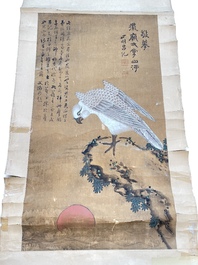 Follower of Lu Ji 呂紀 (1439&mdash;1505): 'Eagle and sunrise', ink and colour on silk, Ming or later