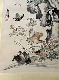 Wang Xuetao 王雪濤 (1903-1982): 'Vogel en insecten', inkt en kleur op papier