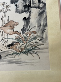 Wang Xuetao 王雪濤 (1903-1982): 'Bird and insects', ink and colour on paper