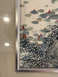 Pu Xinyu 溥心畬 (1896-1963): 'Cat and rabbit' and Wu Xizeng 吳熙曾 (1904-1972): 'Landscape', ink and colour on paper