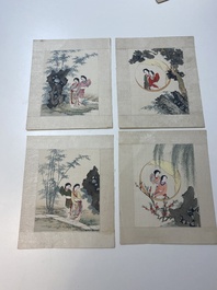Chinese school: Thirteen various works, ink and colour on paper and silk, signed Xiaocun 晓邨 and Futing 富廷, 19/20th C.