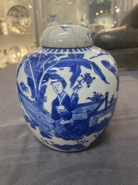 Six vases et un pot couvert en porcelaine de Chine, 19/20&egrave;me