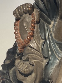 Figure de bouddha en laque de Foochow ou Fuzhou au socle, Chine, ca. 1900