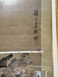 Hui Qishan 讳齐善: 'Pin et pies', encre sur papier, 19&egrave;me