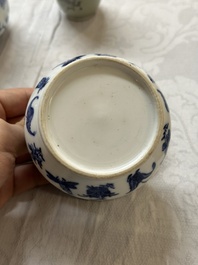 A varied collection of Chinese blue and white and famille rose porcelain, 18th C. and later