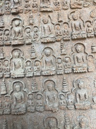 Five Burmese Buddhist votive pottery plaques, Pagan Period, 11/14th C.