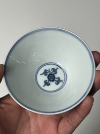 A Chinese doucai conical 'phoenixes' bowl, Chenghua mark, Kangxi/Yongzheng