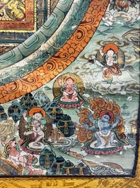 Een Avalokiteshvara mandala thangka op doek, Tibet, 19e eeuw