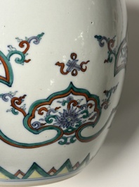 A Chinese doucai 'lotus scroll' jar and cover, Kangxi/Yongzheng