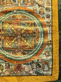 Een Avalokiteshvara mandala thangka op doek, Tibet, 19e eeuw