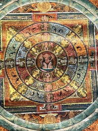 Een Avalokiteshvara mandala thangka op doek, Tibet, 19e eeuw