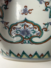 A Chinese doucai 'lotus scroll' jar and cover, Kangxi/Yongzheng