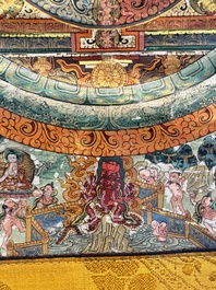 Een Avalokiteshvara mandala thangka op doek, Tibet, 19e eeuw