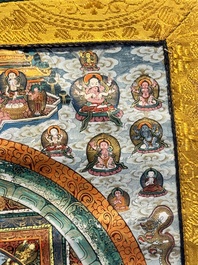 Een Avalokiteshvara mandala thangka op doek, Tibet, 19e eeuw