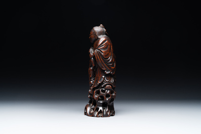 Grande groupe sculpt&eacute;e en bambou repr&eacute;sentant 'Hehe Erxian', Chine, 17&egrave;me