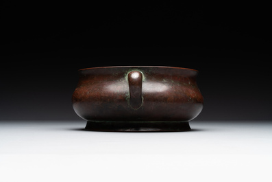 A large Chinese bronze censer, Xuande mark, Ming