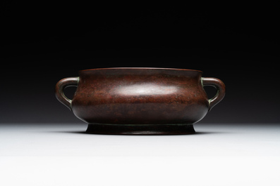 A large Chinese bronze censer, Xuande mark, Ming