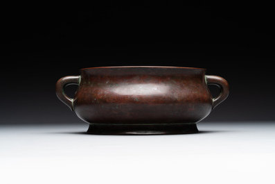 A large Chinese bronze censer, Xuande mark, Ming