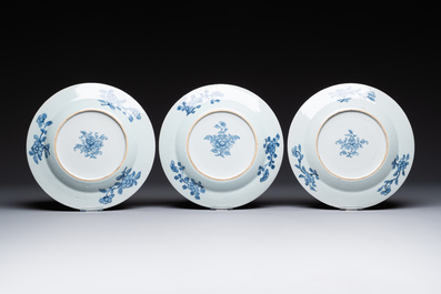 Six Chinese blue and white 'Xi Xiang Ji' plates, Qianlong