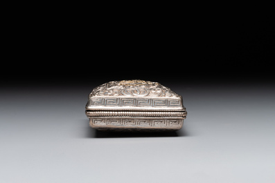 A fine Mongolian parcel-gilt silver 'qilin' box, 18/19th C.