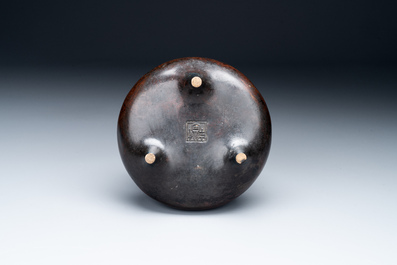 A Chinese bronze tripod censer, Ding 鼎 mark, Yuan/Ming