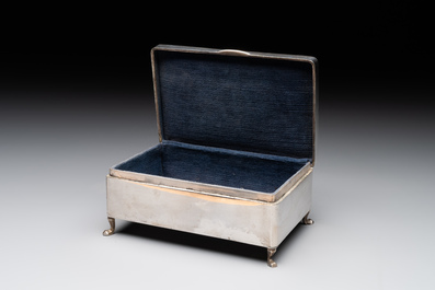 A Chinese silver 'dragon' box and a tobacco box, Sheng chang 昇昌 mark, 19th C.