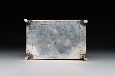 A Chinese silver 'dragon' box and a tobacco box, Sheng chang 昇昌 mark, 19th C.