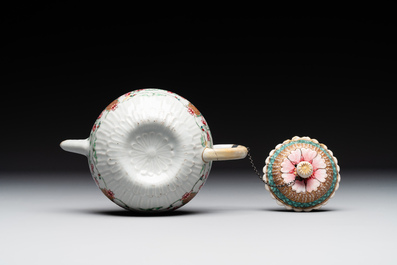 Two Chinese famille rose teapots and a tea caddy, Yongzheng/Qianlong