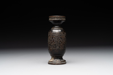 A Chinese bronze vase and a Taoist figure-shaped incense burner, Ming