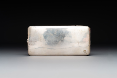 A Chinese silver 'dragon' box and a tobacco box, Sheng chang 昇昌 mark, 19th C.