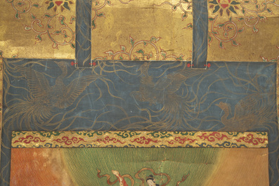 A rare Japanese Buddhist painting depicting Usnisavijaya, signed Ku Yue Baixie 哭月拜寫, probably 17/18th C.