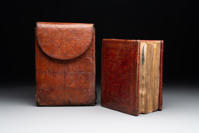 A Coptic Amharic script bible in a leather case, 18th C.