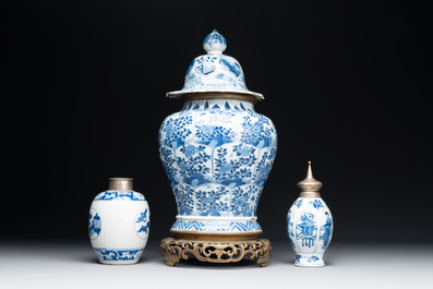 Three Chinese blue and white vases, Kangxi