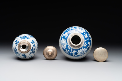 Three Chinese blue and white vases, Kangxi