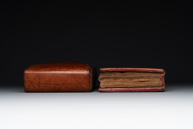 A Coptic Amharic script bible in a leather case, 18th C.