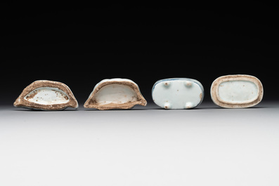 Three Chinese blue and white incense boxes and covers for the Japanese market, late Ming, 17th C.