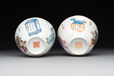 Two Chinese famille rose 'Wu Shuang Pu' bowls, Daoguang and Tongzhi mark and of the period