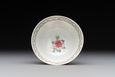 An extremely rare and early Chinese famille rose semi-eggshell 'rooster' cup, Baiyun Shanren 白雲山人 seal mark, Yongzheng