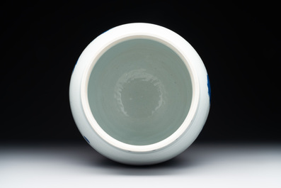 A Chinese blue and white 'mythical animals' vase, Transitional period